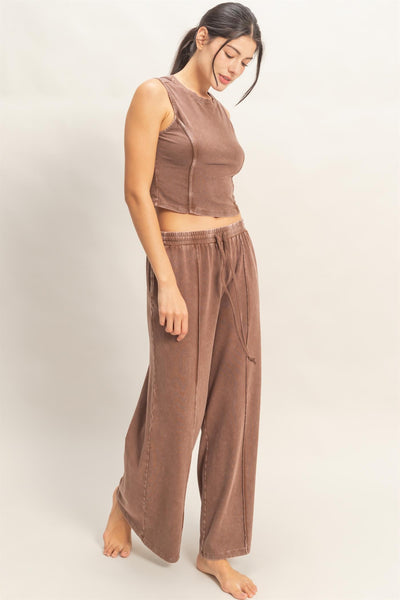 Mineral Washed Wide Leg Pants