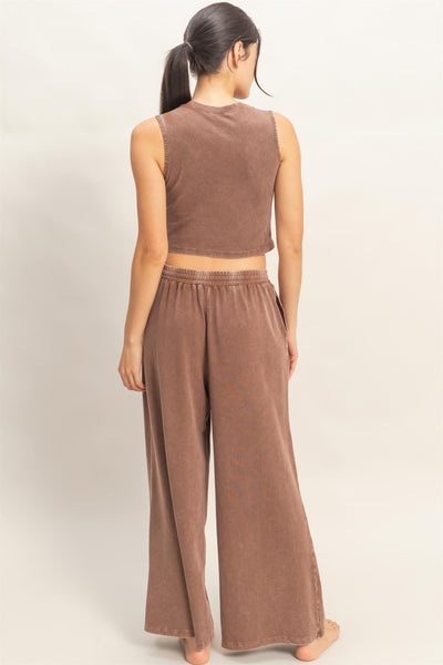 Mineral Washed Wide Leg Pants