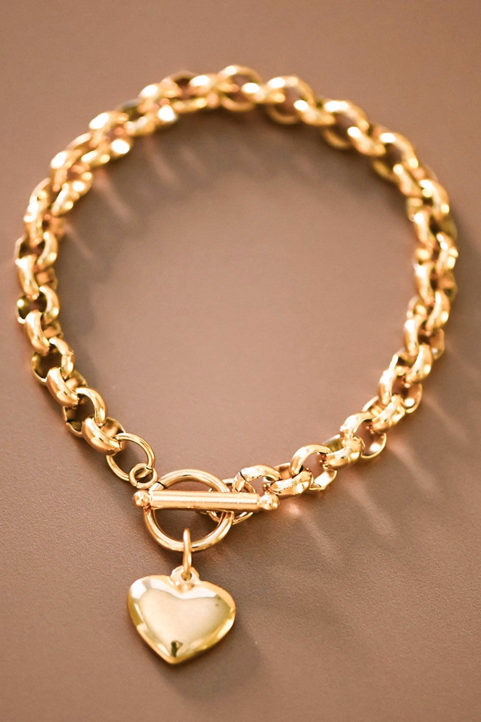 18k Gold Plated Waterproof Stainless Steel Link Heart Charm