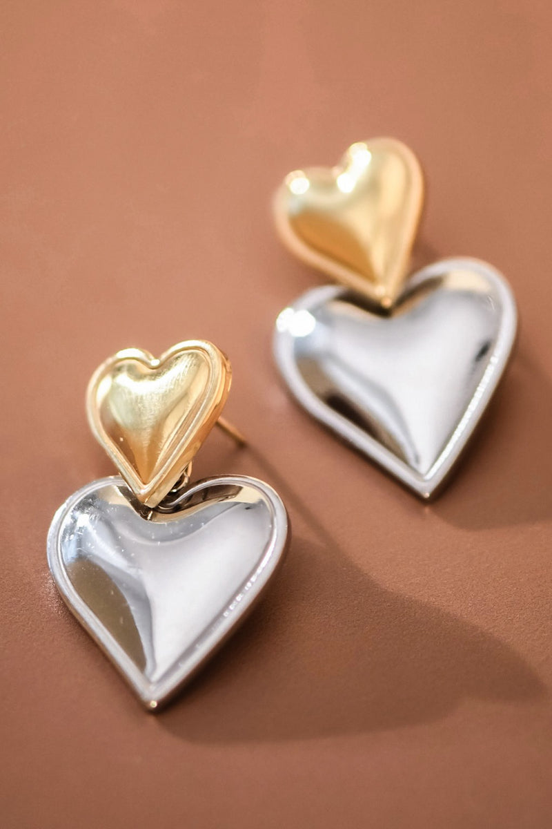 18k Gold Plated Waterproof Stainless Steel Two Tone Earrings
