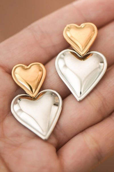 18k Gold Plated Waterproof Stainless Steel Two Tone Earrings