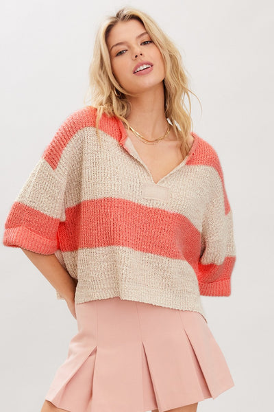 Striped Design Patch Sweater