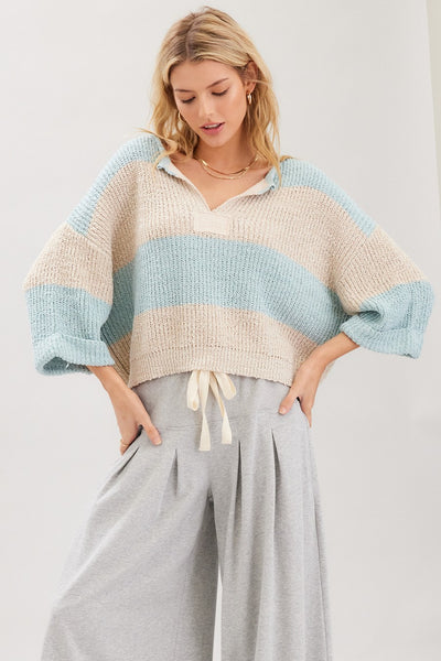 Striped Design Patch Sweater