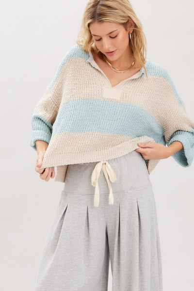 Striped Design Patch Sweater