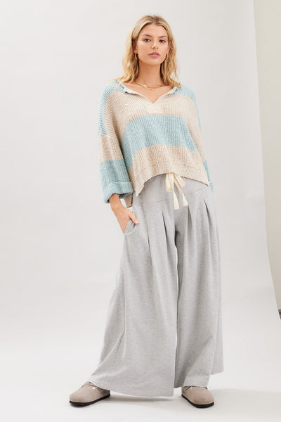 Striped Design Patch Sweater