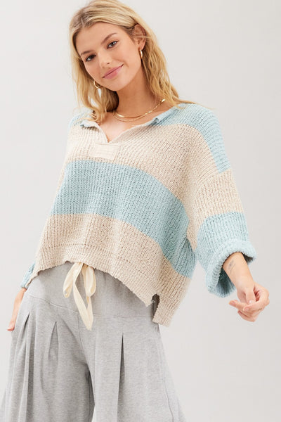 Striped Design Patch Sweater