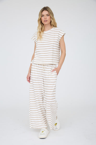 Stripe Round Neck Short Sleeve Knit Top