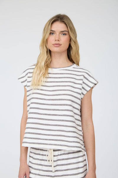 Stripe Round Neck Short Sleeve Knit Top