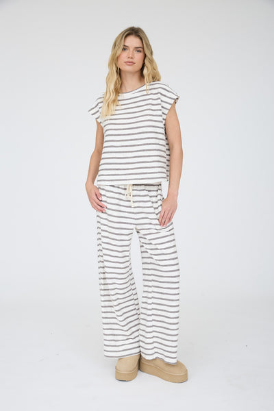 Stripe Round Neck Short Sleeve Knit Top