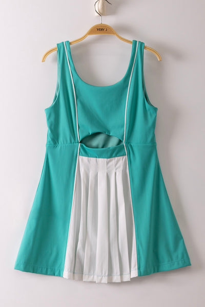 Back Cutout & Pleats Detail Activewear Mini Dress