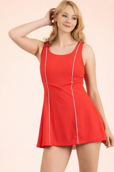 Back Cutout & Pleats Detail Activewear Mini Dress