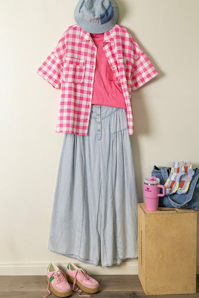 Mineral Washed Chambray Wide Pants