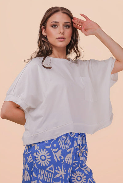 Mineral Washed Oversized Crop Comfy Knit Top