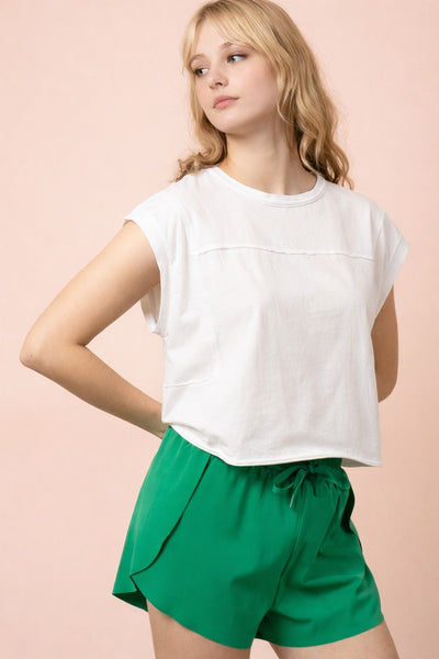 Mineral Washed Sleeveless Casual Knit Top