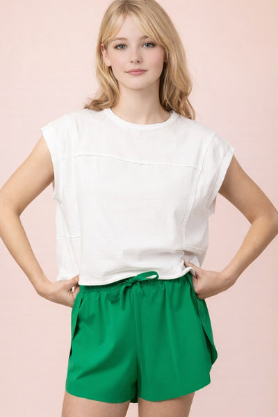 Mineral Washed Sleeveless Casual Knit Top
