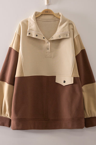 Colorblock Half Snap Sweatshirt