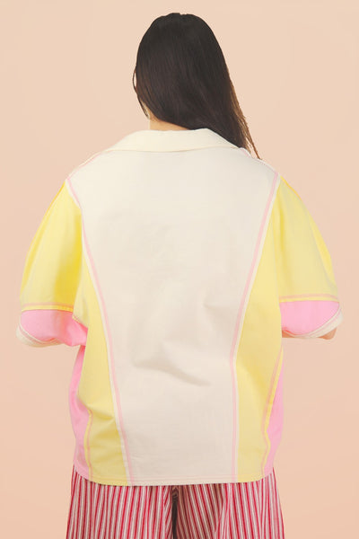 Oversized Dolman Sleeve Color Block Casual Top