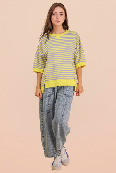 Oversized Stripe Casual Knit Top