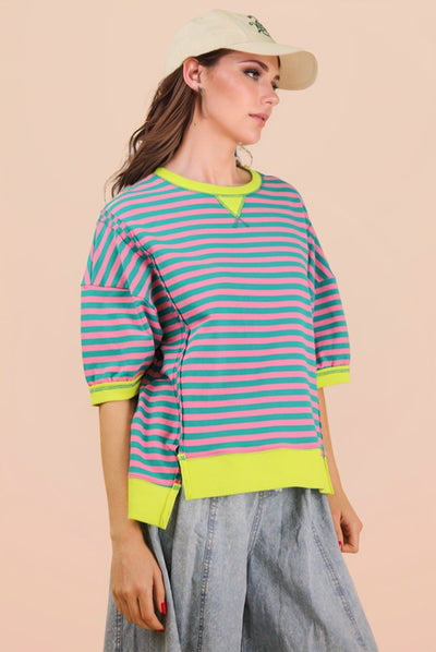 Oversized Stripe Casual Knit Top