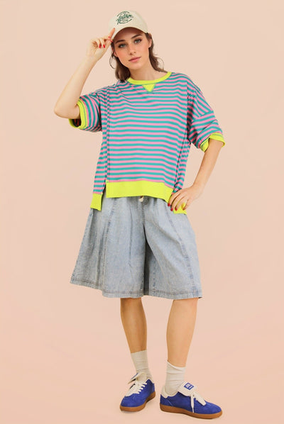 Oversized Stripe Casual Knit Top