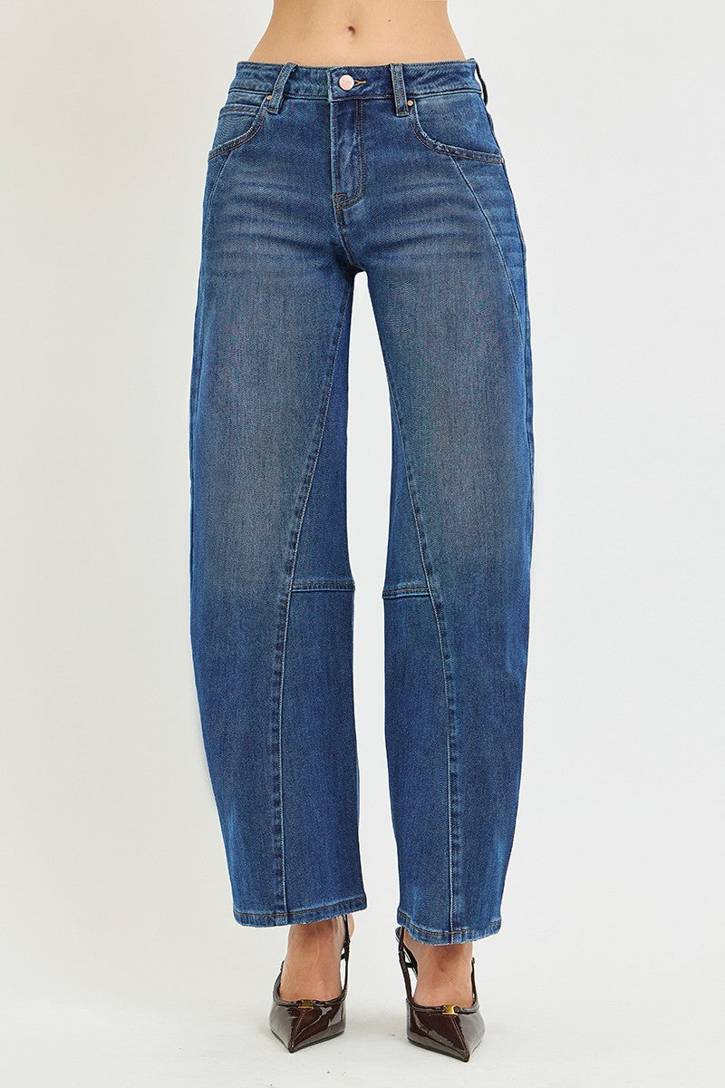 Slouchy Barrel Twisted Seam Detail Jeans