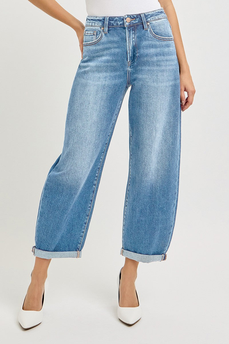 High Rise Crop Mild Barrel Jeans