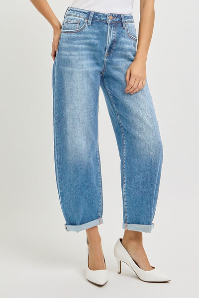 High Rise Crop Mild Barrel Jeans