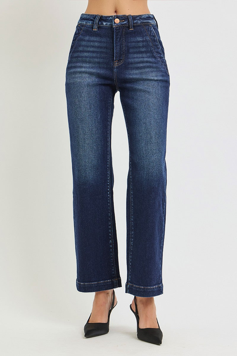 Tummy Control High Rise Ankle Straight Jeans