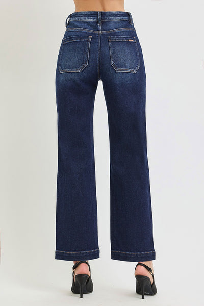 Tummy Control High Rise Ankle Straight Jeans