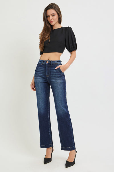 Tummy Control High Rise Ankle Straight Jeans