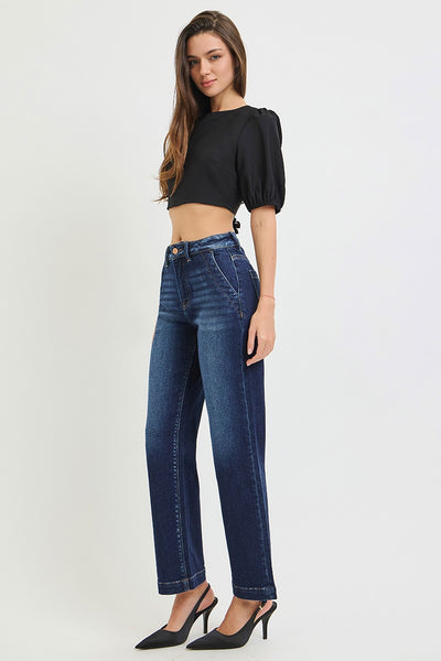Tummy Control High Rise Ankle Straight Jeans
