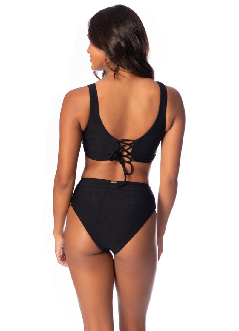 Jade Black Allure Long Line Triangle Bikini Top