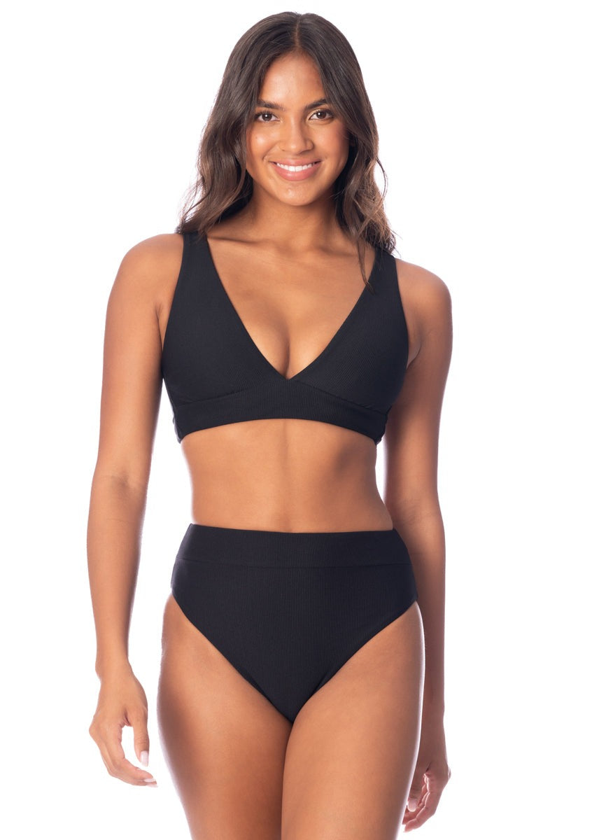 Jade Black Suzy Q High Rise Classic Bikini Bottom