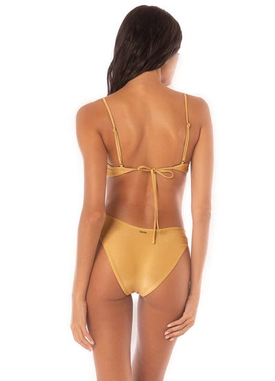 Creamy Gold Splendour Regular Rise Thin Side Bikini Bottom