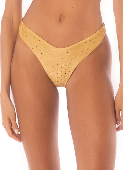 Creamy Gold Splendour Regular Rise Thin Side Bikini Bottom