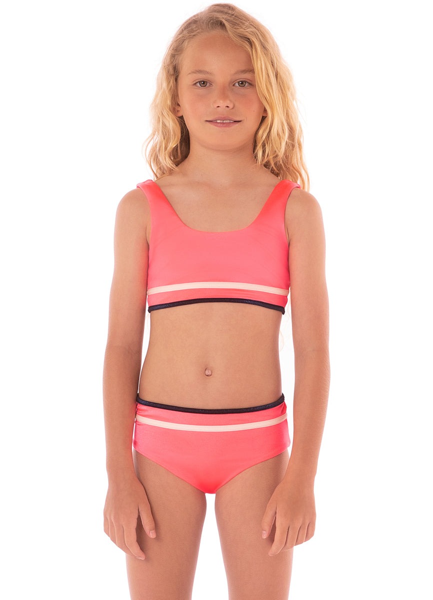 Cerise Retro Bikini Set Girls