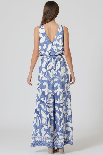 Sleeveless Elastic Waisted Belted Jumpsuit