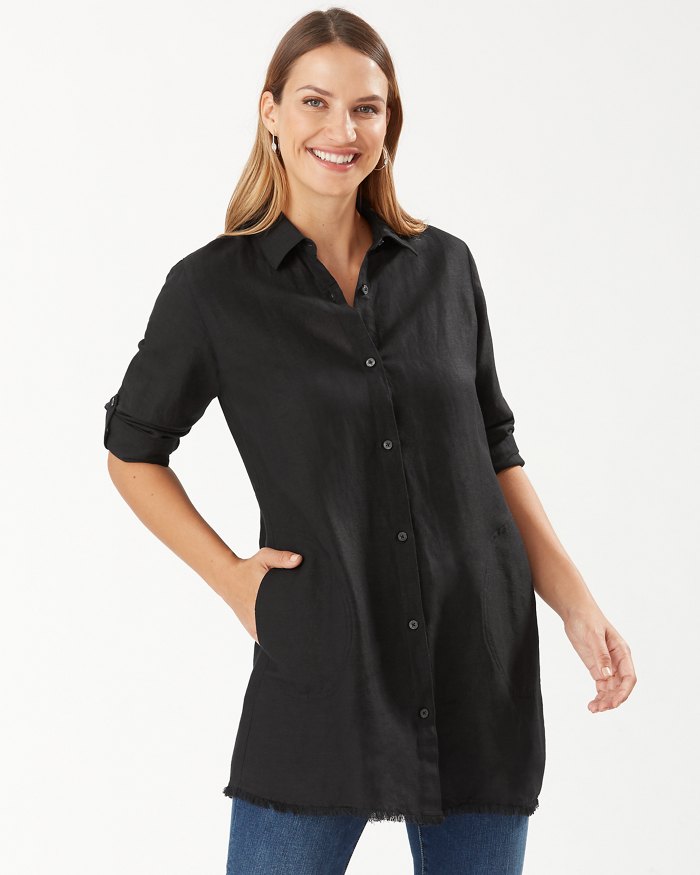 St. Lucia Linen-Blend Boyfriend Beach Shirt