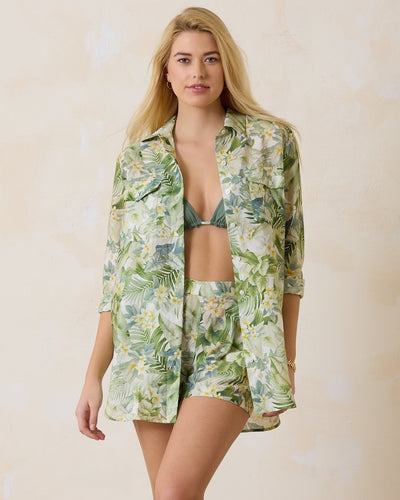 Paradise Fronds Pocket Boyfriend Shirt