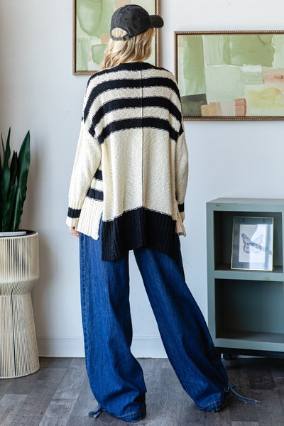 Stripe Mix Oversize Cardigan