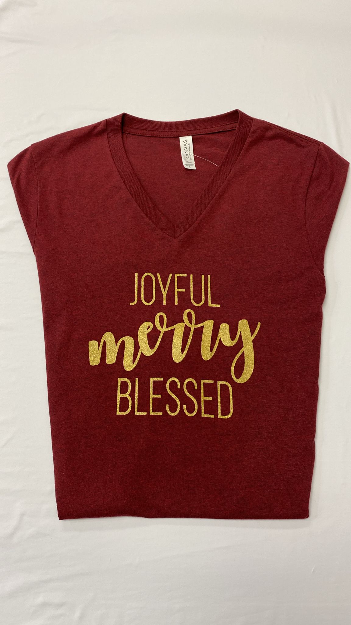 joyful merry bless vneck tee