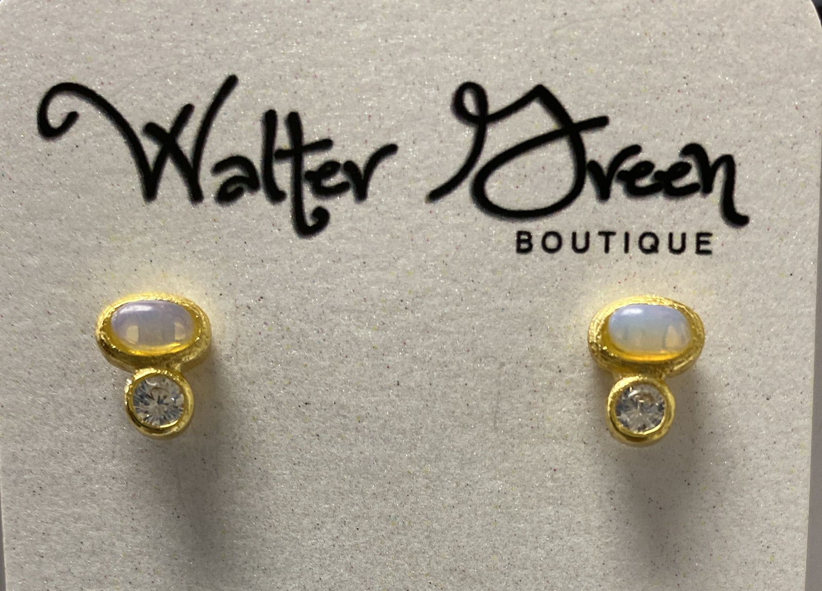 Oval Stone/CZ Post White