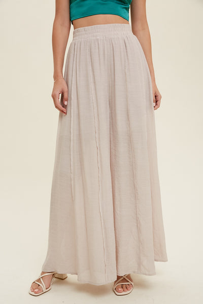 WIDE LEG PANTS WITH RAW EDGE DETAIL