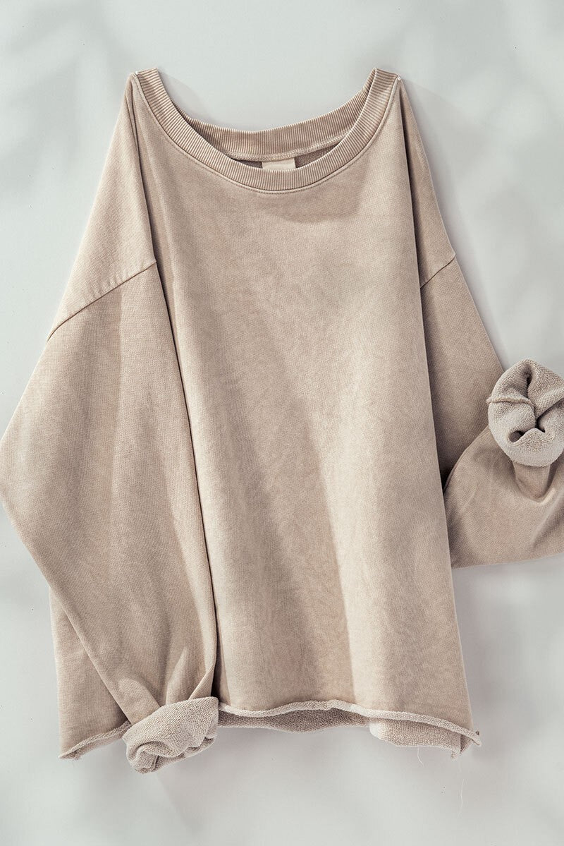 WASHED FRENCH TERRY CROPPED SWEATSHIRTS