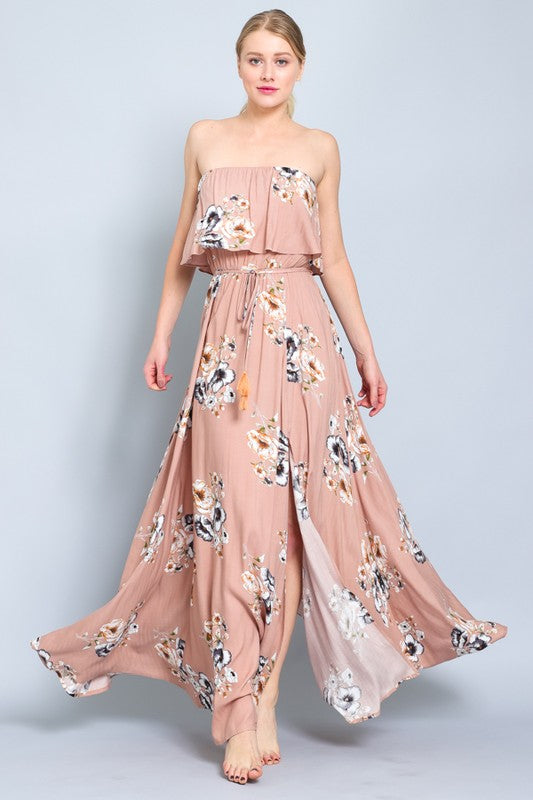 Floral Strapless Maxi Dress