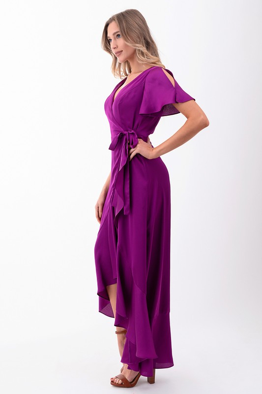 purple ruffle wrap dress Purple Wrap Plus Size Fit & Flare Dresses