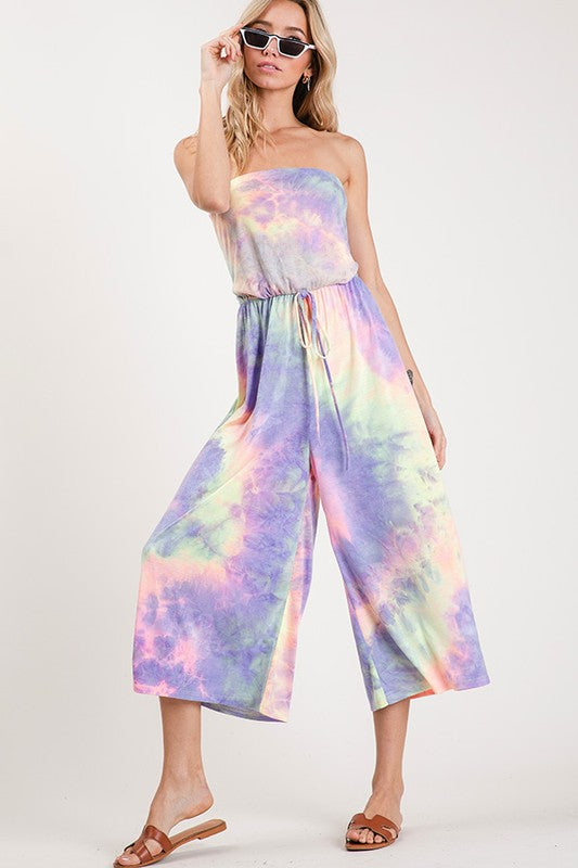 Tie Dye Cropped Jumpsuit