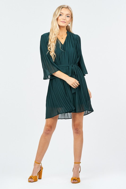 Pleated Mini Dress - WalterGreenBoutique Pleated Mini Dress - WalterGreenBoutique