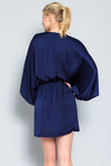 Elegant Kimono Sleeve Wrap Mini Dress