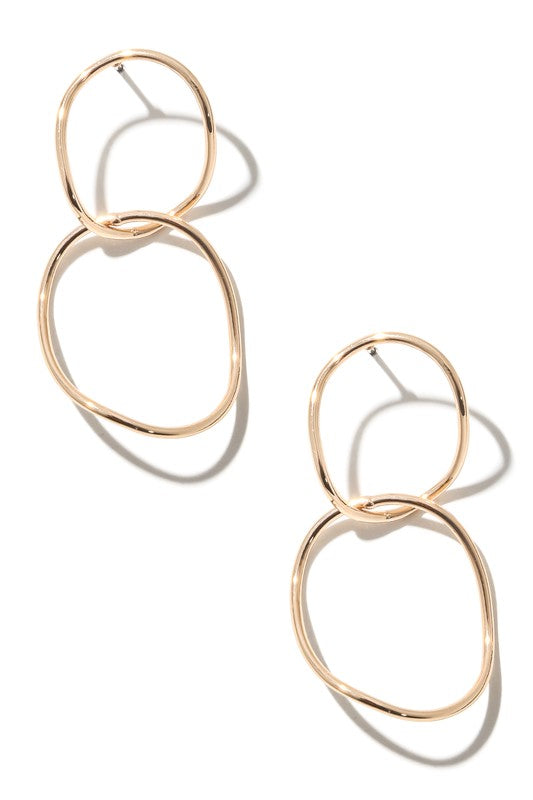 Tiered Hoop Linked Dangle Earrings